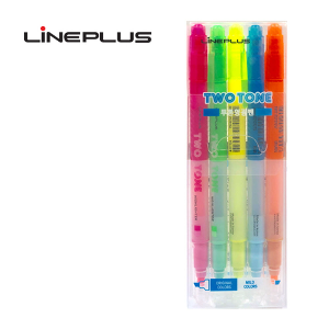 Lineplus 투톤 형광펜, 5색, 1세트